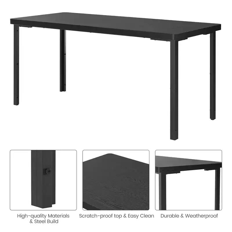 Ensemble Table à Manger pour 4, Table de Cuisine avec 2 Bancs, Cadre en Métal, Ensembles de Salle à Manger Gain de Place pour Cuisine, Salle à Manger