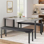 Ensemble Table à Manger pour 4, Table de Cuisine avec 2 Bancs, Cadre en Métal, Ensembles de Salle à Manger Gain de Place pour Cuisine, Salle à Manger