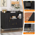 Meuble de rangement blanc moderne - Buffet 2 tiroirs et 2 portes pour cuisine et salon