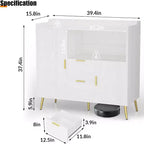 Meuble de rangement blanc moderne - Buffet 2 tiroirs et 2 portes pour cuisine et salon