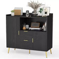 Meuble de rangement blanc moderne - Buffet 2 tiroirs et 2 portes pour cuisine et salon