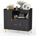Meuble de rangement blanc moderne - Buffet 2 tiroirs et 2 portes pour cuisine et salon
