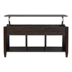 Table basse relevable Karl Home Lift, meuble moderne avec compartiment caché et plateau relevable, marron