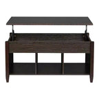 Table basse relevable Karl Home Lift, meuble moderne avec compartiment caché et plateau relevable, marron