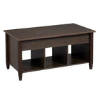 Table basse relevable Karl Home Lift, meuble moderne avec compartiment caché et plateau relevable, marron