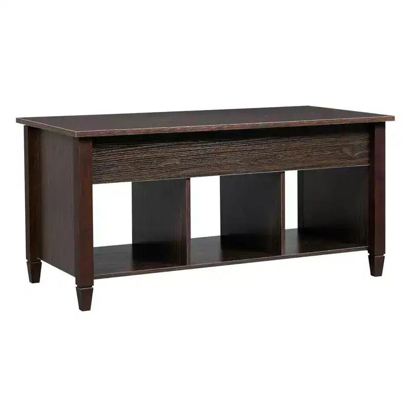 Table basse relevable Karl Home Lift, meuble moderne avec compartiment caché et plateau relevable, marron
