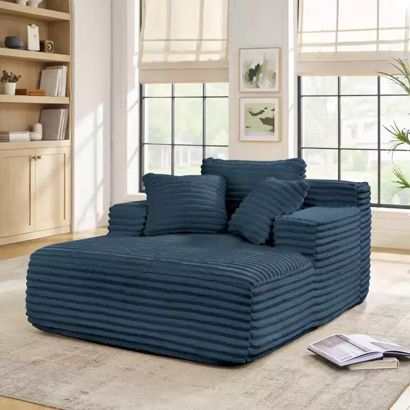Okak Canapé-lit méridienne moderne confortable avec oreillers, canapé futon rembourré en velours côtelé avec assise profonde pour salon