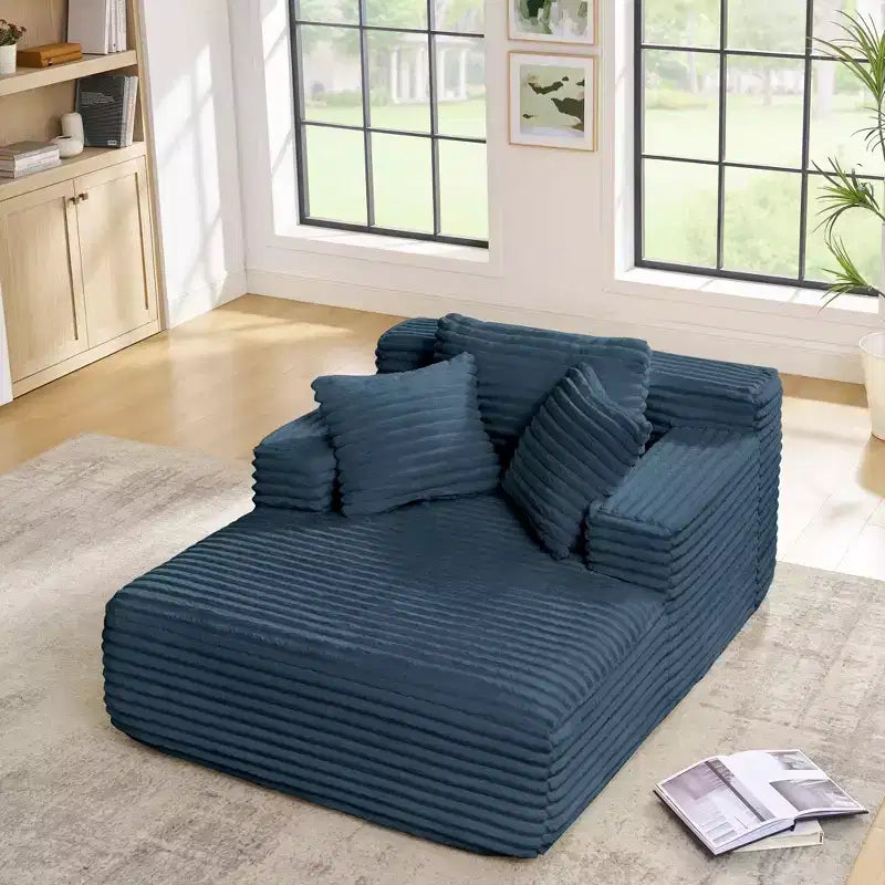Okak Canapé-lit méridienne moderne confortable avec oreillers, canapé futon rembourré en velours côtelé avec assise profonde pour salon