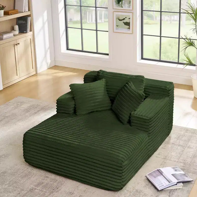 Okak Canapé-lit méridienne moderne confortable avec oreillers, canapé futon rembourré en velours côtelé avec assise profonde pour salon