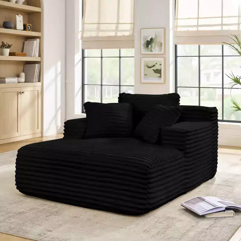 Okak Canapé-lit méridienne moderne confortable avec oreillers, canapé futon rembourré en velours côtelé avec assise profonde pour salon