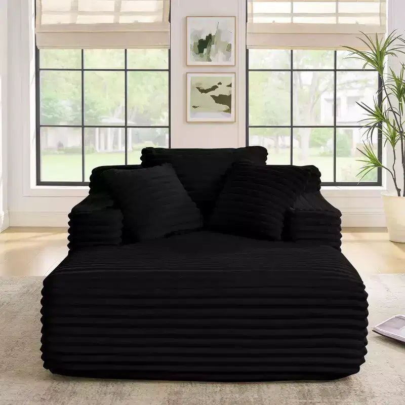 Okak Canapé-lit méridienne moderne confortable avec oreillers, canapé futon rembourré en velours côtelé avec assise profonde pour salon