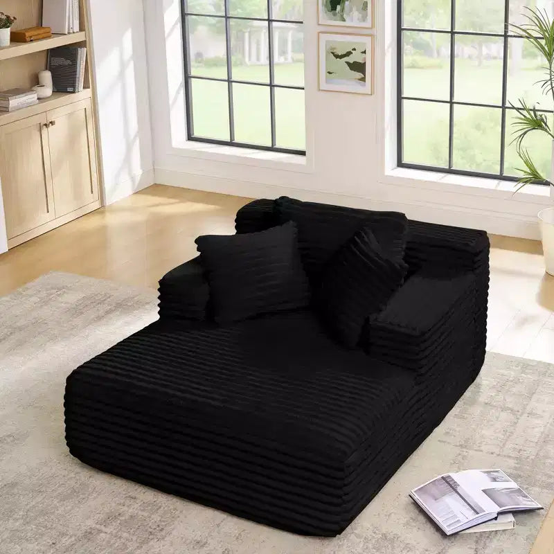 Okak Canapé-lit méridienne moderne confortable avec oreillers, canapé futon rembourré en velours côtelé avec assise profonde pour salon