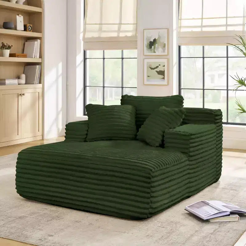 Okak Canapé-lit méridienne moderne confortable avec oreillers, canapé futon rembourré en velours côtelé avec assise profonde pour salon