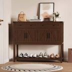 Buffet de ferme moderne, buffet de 119 cm avec rangement et 2 tiroirs, console de bar à café avec étagère