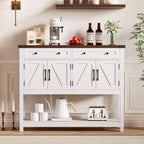 Buffet de ferme moderne, buffet de 119 cm avec rangement et 2 tiroirs, console de bar à café avec étagère
