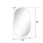 Miroir de courtoisie de salle de bain ovale rectangulaire mat 24 x 36, miroir mural au-dessus de l'évier avec verre trempé HD et cadre en aluminium résistant à la rouille
