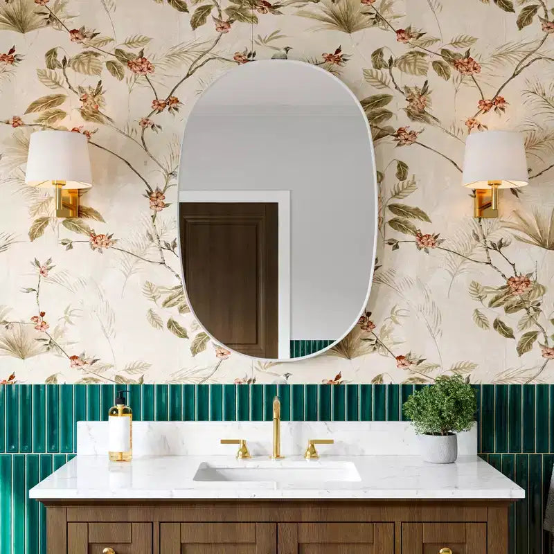 Miroir de courtoisie de salle de bain ovale rectangulaire mat 24 x 36, miroir mural au-dessus de l'évier avec verre trempé HD et cadre en aluminium résistant à la rouille