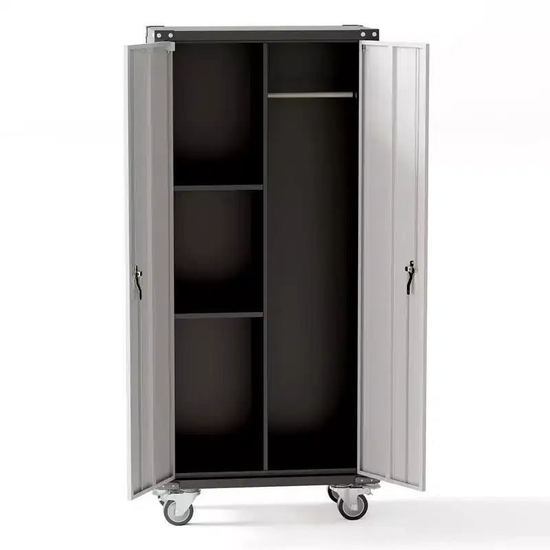 71 Armoire de rangement métallique, 4 pieds réglables et serrure, armoire de rangement haute avec portes et 4 étagères réglables
