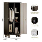 71 Armoire de rangement métallique, 4 pieds réglables et serrure, armoire de rangement haute avec portes et 4 étagères réglables
