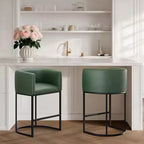 NEWLAYOUT Counter Height Bar Stools Set of 2, 24 Inch Seat Height Barstools for Dining Room, PU Leather Barstools