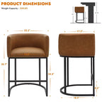 NEWLAYOUT Lot de 2 tabourets de bar hauteur comptoir, hauteur d'assise 61 cm, pour salle à manger, tabourets de bar en cuir PU