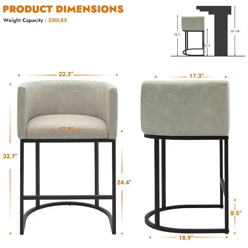 NEWLAYOUT Lot de 2 tabourets de bar hauteur comptoir, hauteur d'assise 61 cm, pour salle à manger, tabourets de bar en cuir PU