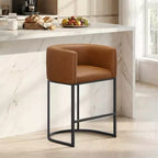 NEWLAYOUT Lot de 2 tabourets de bar hauteur comptoir, hauteur d'assise 61 cm, pour salle à manger, tabourets de bar en cuir PU