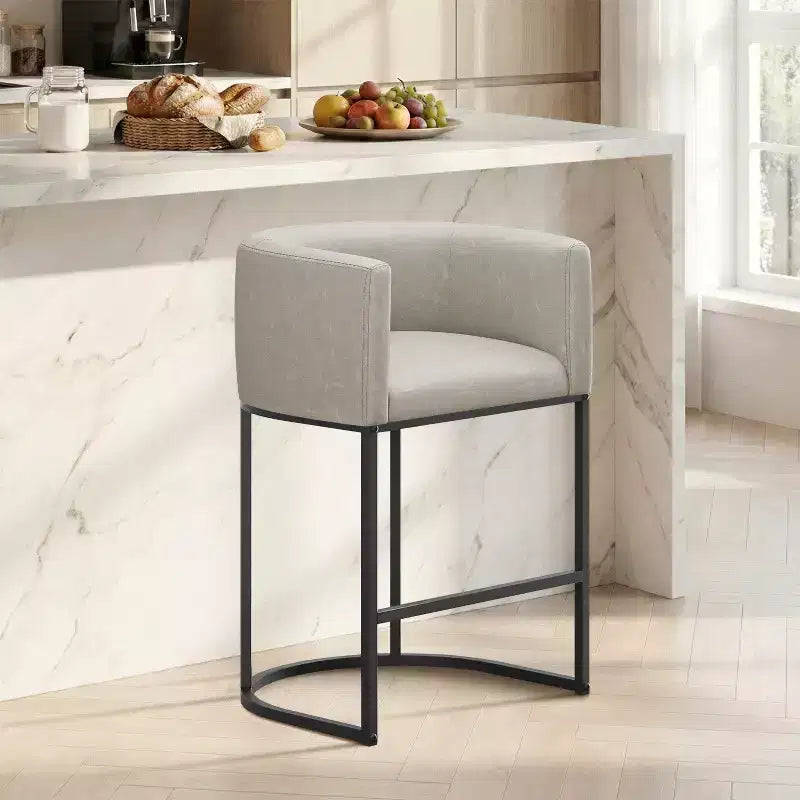 NEWLAYOUT Lot de 2 tabourets de bar hauteur comptoir, hauteur d'assise 61 cm, pour salle à manger, tabourets de bar en cuir PU