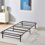 VECELO Cadre de lit pliable moderne Cadre de lit simple en métal pliable 14 pouces de hauteur, rangement sous le lit, montage facile, noir