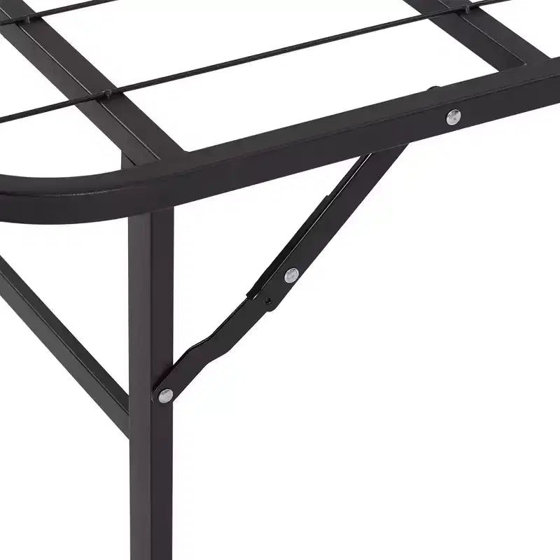 VECELO Cadre de lit pliable moderne Cadre de lit simple en métal pliable 14 pouces de hauteur, rangement sous le lit, montage facile, noir