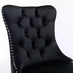 Ensemble de 2 chaises de salle à manger contemporaines en velours capitonné gris avec pieds en acier inoxydable chromé et garniture cloutée