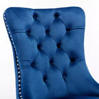 Ensemble de 2 chaises de salle à manger contemporaines en velours capitonné gris avec pieds en acier inoxydable chromé et garniture cloutée