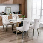 Ensemble de 2 chaises de salle à manger contemporaines en velours capitonné gris avec pieds en acier inoxydable chromé et garniture cloutée