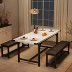 Ensemble table et chaises de salle à manger 3 pièces, ensemble de table de cuisine avec 2 bancs, ensemble de table de salle à manger pour 4 à 6 personnes pour appartement, cuisine, salon