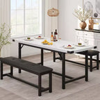 Ensemble table et chaises de salle à manger 3 pièces, ensemble de table de cuisine avec 2 bancs, ensemble de table de salle à manger pour 4 à 6 personnes pour appartement, cuisine, salon