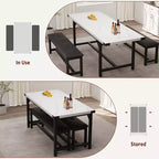 Ensemble table et chaises de salle à manger 3 pièces, ensemble de table de cuisine avec 2 bancs, ensemble de table de salle à manger pour 4 à 6 personnes pour appartement, cuisine, salon
