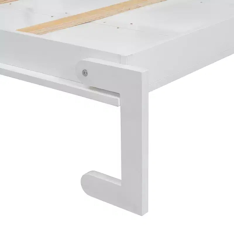 Lit escamotable grand lit (Queen Size) Whisen Wood avec plusieurs étagères de rangement et décorations à persiennes