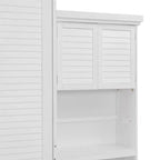 Lit escamotable grand lit (Queen Size) Whisen Wood avec plusieurs étagères de rangement et décorations à persiennes