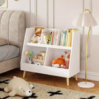 Étagère à livres et organisateur de jouets pour enfants, bibliothèque ouverte en bois à 5 compartiments, organisateur de rangement pour bébé à 2 niveaux avec pieds, autoportant pour salle de jeux