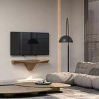 HomeStock Meuble TV mural flottant Parametric de 50 pouces, design géométrique moderne en bois, décor mural en chêne naturel, étagère 3D ondulée pour salon et salle de jeux