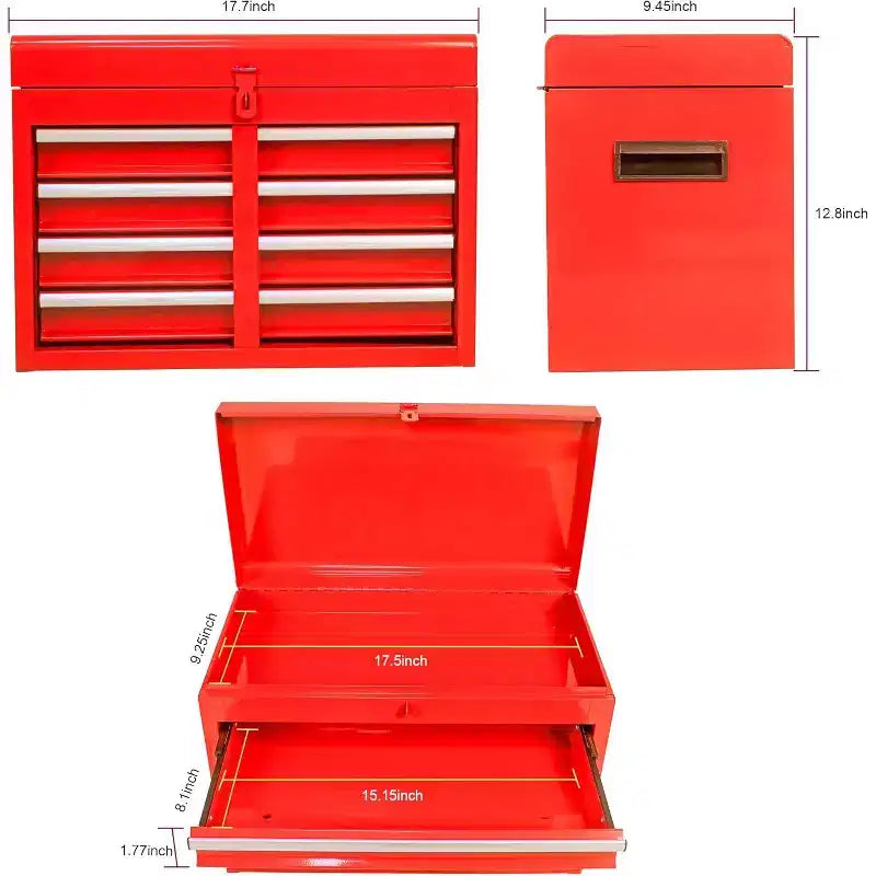 Servante d'atelier roulante à 5 tiroirs, avec étagère réglable et chariot de rangement portable détachable pour garage, entrepôt, atelier, rouge