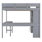 Lit mezzanine pleine grandeur avec bureau et étagères, cadre de lit mezzanine en bois avec deux tiroirs intégrés pour chambre à coucher