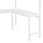 Lit mezzanine pleine grandeur avec bureau et étagères, cadre de lit mezzanine en bois avec deux tiroirs intégrés pour chambre à coucher