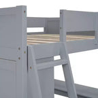 Lit mezzanine pleine grandeur avec bureau et étagères, cadre de lit mezzanine en bois avec deux tiroirs intégrés pour chambre à coucher
