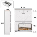 Meuble de rangement à chaussures mince avec 2 tiroirs et 2 portes autoportant
