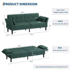 89 canapé futon, canapé-lit moderne avec dossier et accoudoirs réglables, canapé-lit futon convertible avec 2 oreillers pour salon, chambre à coucher
