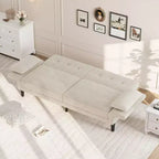 89 canapé futon, canapé-lit moderne avec dossier et accoudoirs réglables, canapé-lit futon convertible avec 2 oreillers pour salon, chambre à coucher