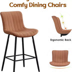 Tabourets de bar en cuir marron, hauteur comptoir, lot de 2, tabourets de cuisine modernes pour salle à manger et îlots de cuisine