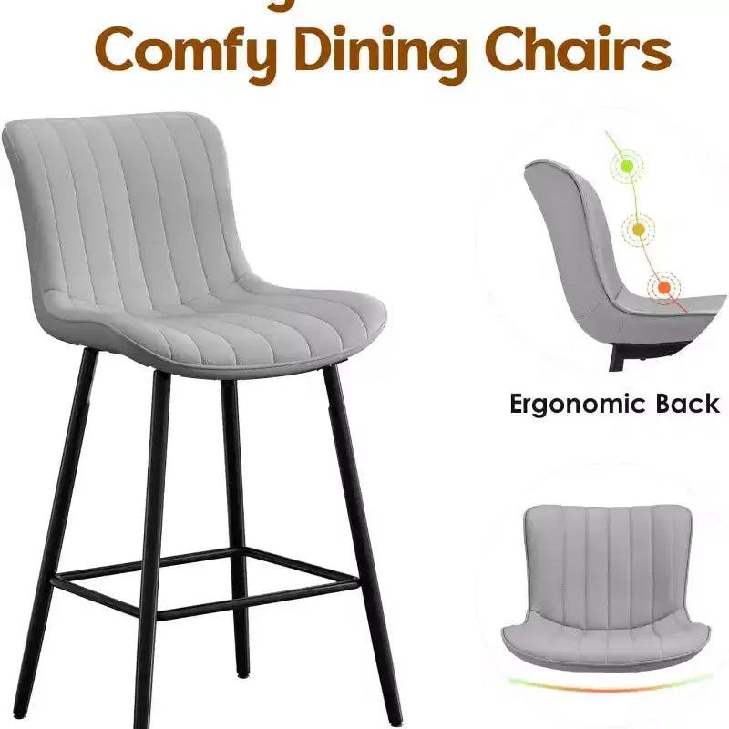 Tabourets de bar en cuir marron, hauteur comptoir, lot de 2, tabourets de cuisine modernes pour salle à manger et îlots de cuisine