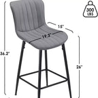 Tabourets de bar en cuir marron, hauteur comptoir, lot de 2, tabourets de cuisine modernes pour salle à manger et îlots de cuisine